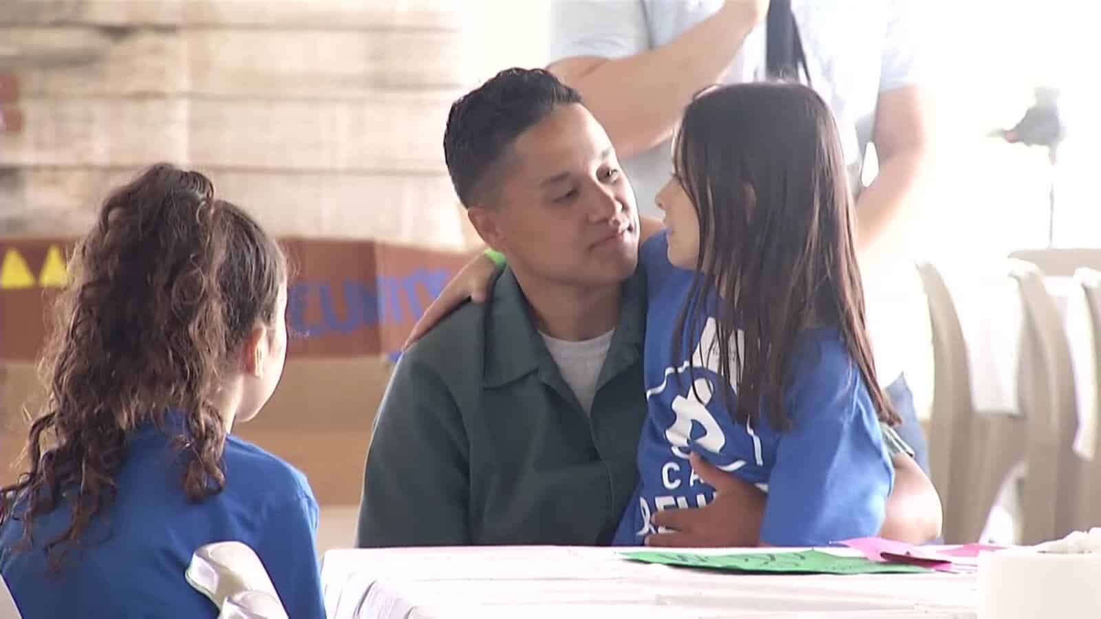 Children meeting with their father